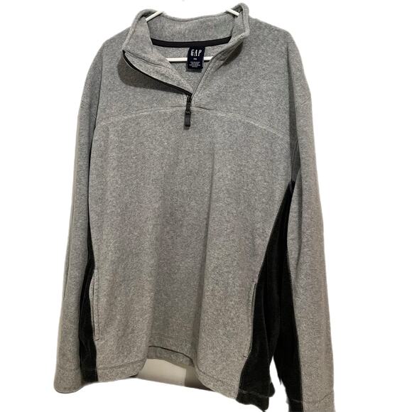 GAP Grey and Charcoal Soft Fleece Quarter Zippered Pullover Men's Size XXL - Picture 1 of 8